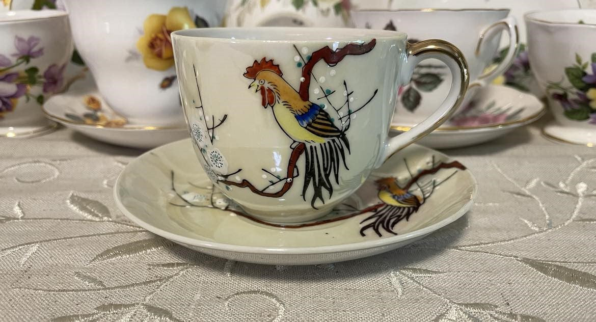 Vintage Hand-painted 'Foreign' Tea Cup & Saucer Set