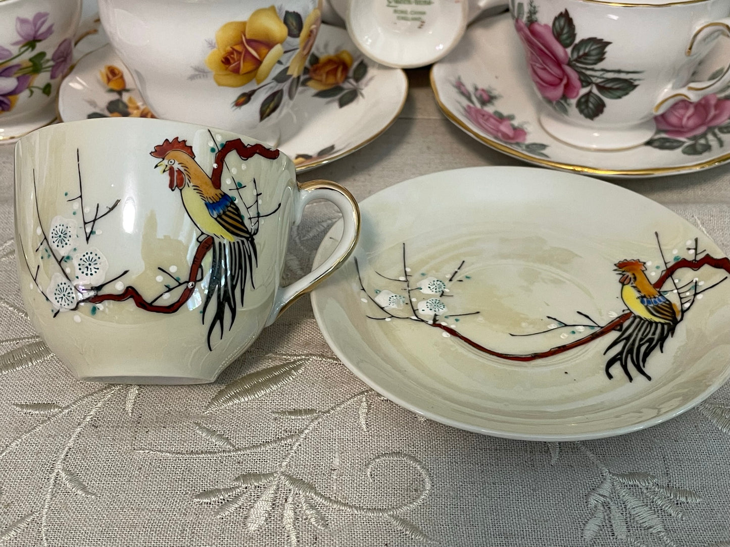 Vintage Hand-painted 'Foreign' Tea Cup & Saucer Set