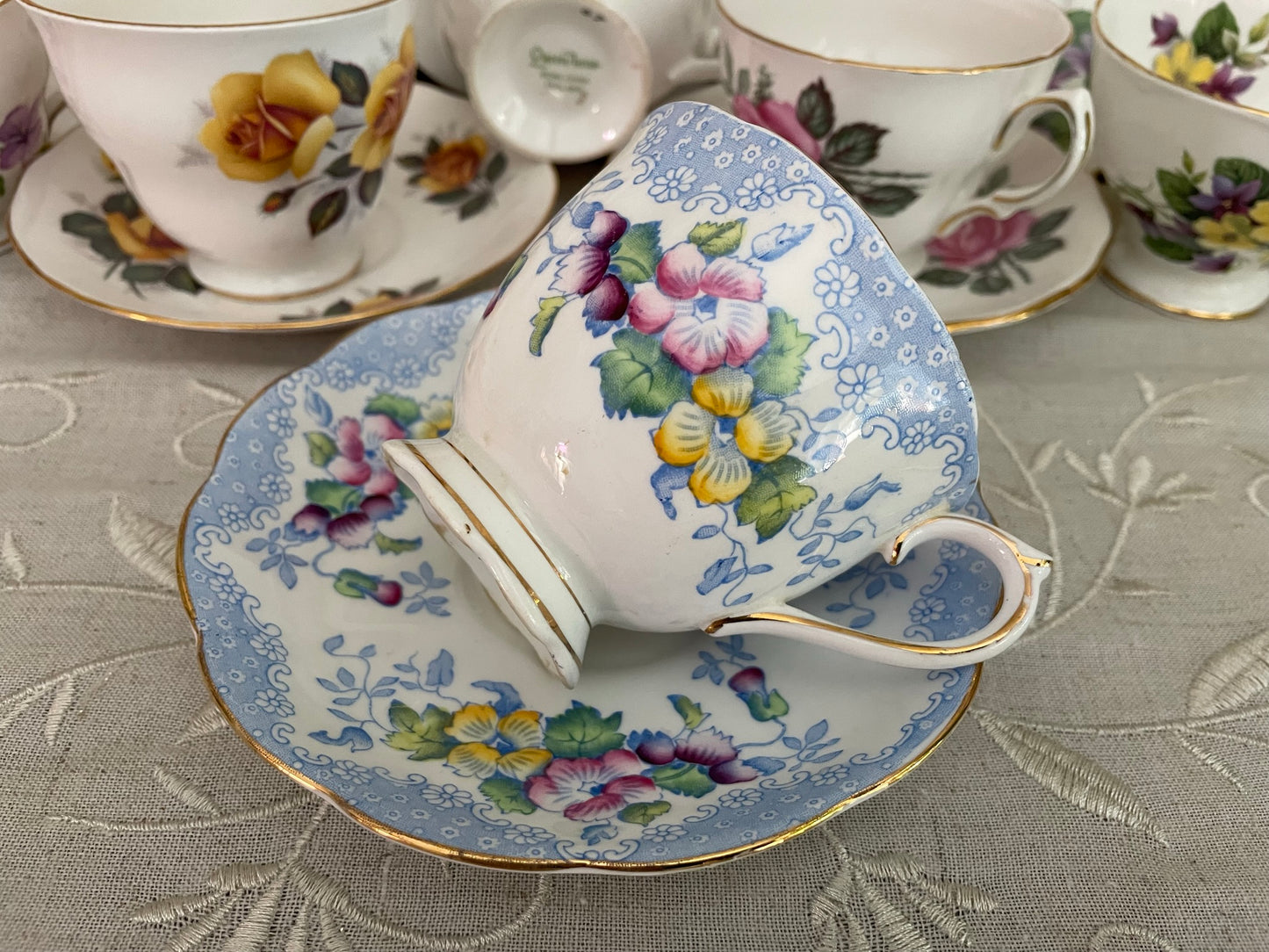 Vintage Royal Albert 'Lovelace' Bone China Tea Cup & Saucer Set