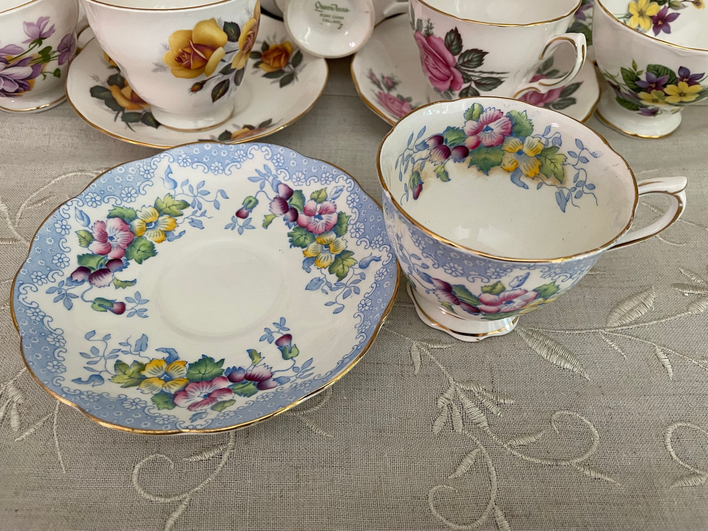 Vintage Royal Albert 'Lovelace' Bone China Tea Cup & Saucer Set