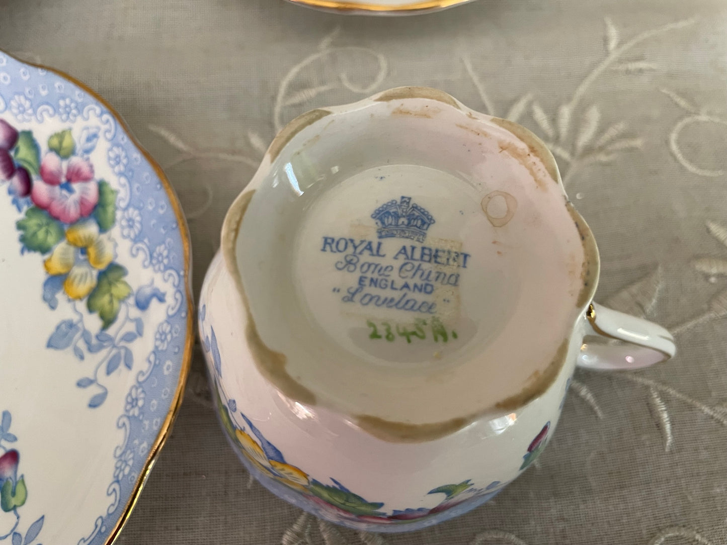 Vintage Royal Albert 'Lovelace' Bone China Tea Cup & Saucer Set