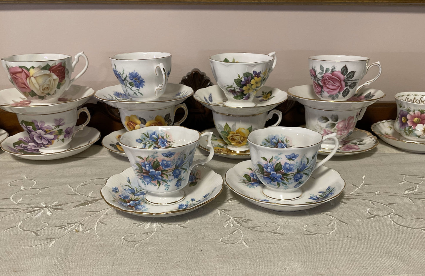 PAIR Royal Albert Blue Bell Tea Cup & Saucer Sets